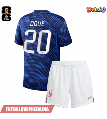 Lacne Dětský Futbalové dres Francúzsko Desire Doue #20 MS 2026 Krátky Rukáv - Domáci (+ trenírky)